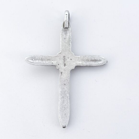 Vintage Sterling Silver 925 6cm Sandcast Cross Pendant - Picture 4 of 7
